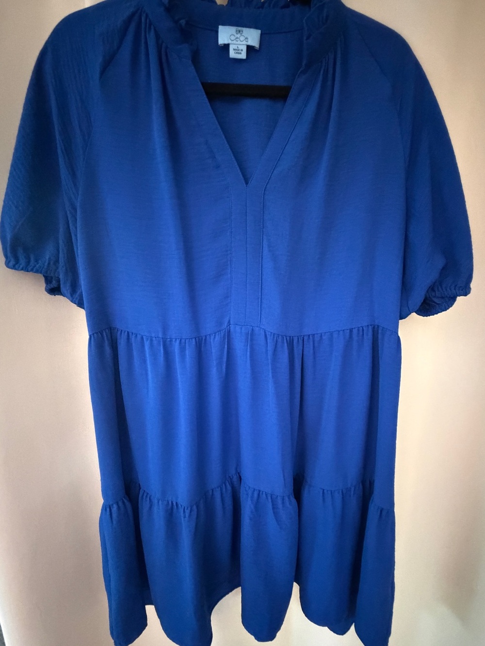 CeCe Cobalt Blue V-Neck Tiered dress